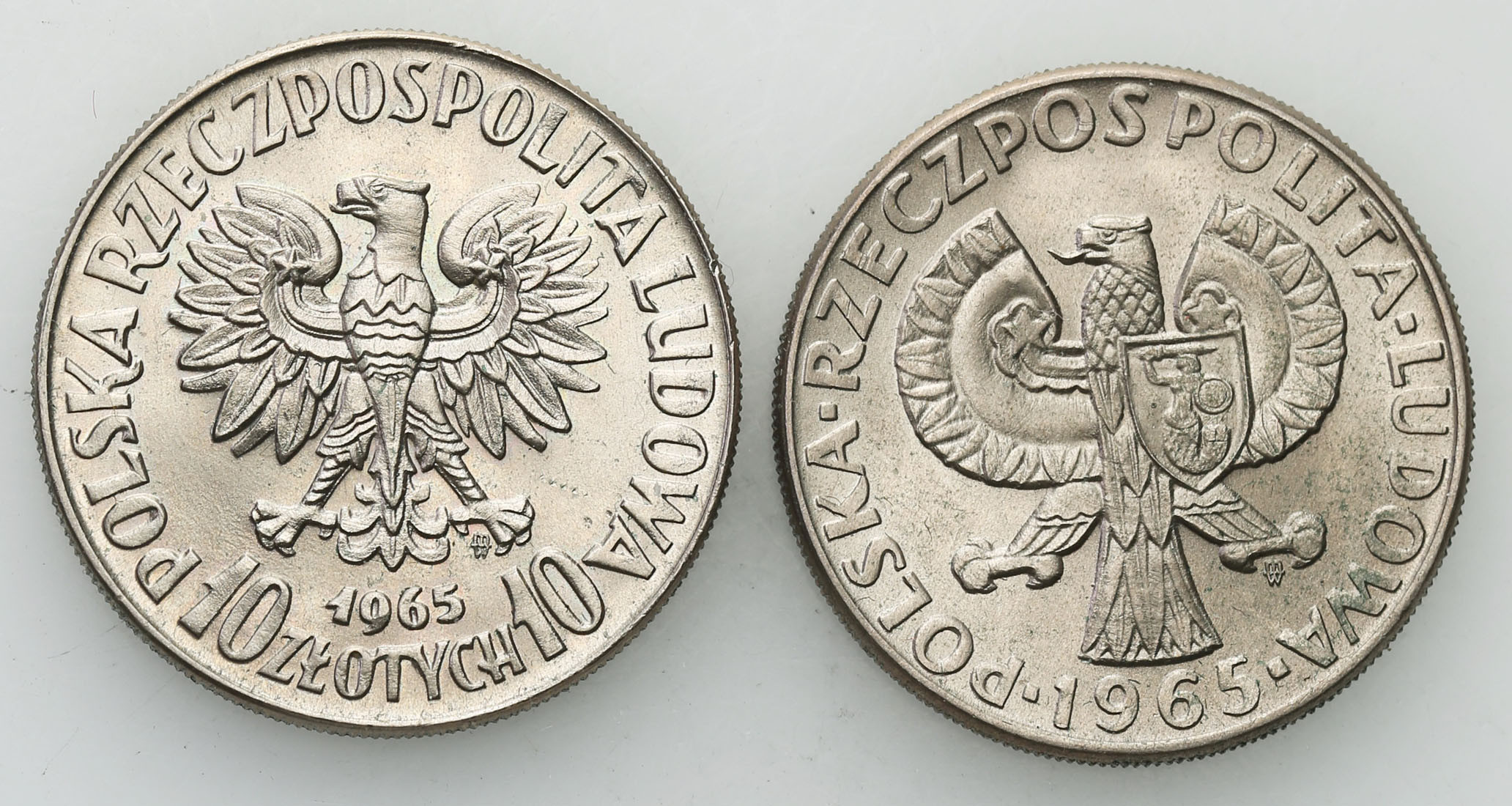 PRL. PRÓBA Miedzionikiel 10 złotych 1965 syrenka chuda i gruba